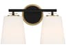 Savoy House Meridian 2-Light Matte Black Natural Brass Glass Vanity Light