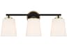 Savoy House Meridian 3-Light Matte Black Natural Brass Glass Vanity Light