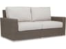 Sunset West Coronado Wicker Driftwood Outdoor Patio Loveseat in Canvas Flax with Self Welt