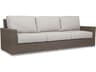 Sunset West Coronado Wicker Driftwood Outdoor Patio Sofa in Canvas Flax with Self Welt