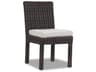 Sunset West Montecito Wicker Armless Patio Dining Chair in Canvas Flax with Self Welt