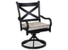 Sunset West Monterey Swivel Patio Dining Chair in Frequency Sand with Canvas Walnut Welt