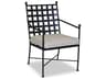 Sunset West Provence Wrought Iron Outdoor Dining Chair in Canvas Flax with Self Welt