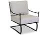 Sunset West Provence Wrought Iron Spring Outdoor Patio Club Chair in Canvas Flax with Self Welt