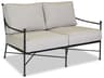 Sunset West Provence Wrought Iron Outdoor Loveseat in Canvas Flax with Self Welt
