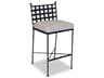 Sunset West Provence Wrought Iron Outdoor Bar Stool in Canvas Flax with Self Welt