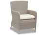 Sunset West Manhattan Wicker Patio Dining Chair in Linen Canvas with Self Welt