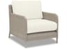 Sunset West Manhattan Wicker Outdoor Club Chair in Linen Canvas with Self Welt