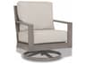Sunset West Laguna Aluminum Driftwood Swivel Outdoor Lounge Chair in Canvas Flax