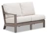 Sunset West Laguna Aluminum Brushed Driftwood Left Arm Outdoor Loveseat in Canvas Flax