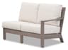 Sunset West Laguna Aluminum Brushed Driftwood Right Arm Outdoor Patio Loveseat in Canvas Flax