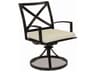 Sunset West La Jolla Aluminum Espresso Swivel Patio Dining Chair in Canvas Flax with Self Welt