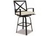 Sunset West La Jolla Aluminum Espresso Swivel Patio Bar Stool in Canvas Flax with Self Welt