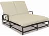 Sunset West La Jolla Aluminum Espresso Double Outdoor Chaise Lounge in Canvas Flax with Self Welt