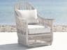 Sunset West Dana Wicker Cushion Outdoor Patio Lounge Chair in Linen Canvas with Self Welt