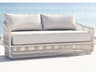 Sunset West Dana Wicker Cushion Outdoor Sofa in Linen Canvas with Self Welt