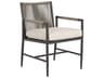 Sunset West Pietra Aluminum Patio Dining Arm Chair in Echo Ash