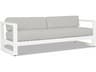 Sunset West Newport Frosted White Aluminum Outdoor Sofa in Cast Silver
