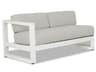 Sunset West Newport Aluminum Satin White Left Arm Patio Loveseat in Cast Silver