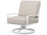Sunset West Bristol Aluminum Frost Swivel Outdoor Lounge Chair in Canvas Flax with self welt