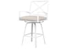 Sunset West Bristol Aluminum Frost Swivel Patio Bar Stool in Canvas Flax with self welt