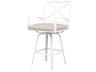 Sunset West Bristol Aluminum Frost Swivel Counter stool in Canvas Flax with self welt