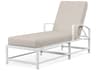 Sunset West Bristol Aluminum Frost Outdoor Patio Chaise Lounge in Canvas Flax with self welt