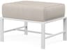 Sunset West Bristol Aluminum Frost Outdoor Patio Ottoman in Canvas Flax with self welt
