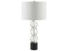 Surya Evans Silver Gray White Linen Buffet Lamp