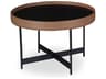 Surya Puck Round Wood Brown Black Coffee Table