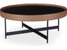 Surya Puck Round Wood Brown Black Coffee Table