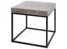 TemaHome Petra Square Faux Stone Concrete Look Top Black Legs End Table