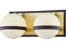 Troy Lighting Ace 2-Light Textured Bronze Brushed Brass Glass Vanity Light