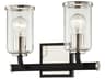 Troy Lighting Aeon 2-Light Carbide Black Polished Nickel Glass Vanity Light