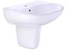 TOTO Supreme Oval Wall-Mount Bathroom Sink with Cefiontect and Shroud for Single Hole Faucets