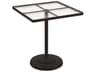 Tropitone Acrylic Cast Aluminum Square KD Pedestal Patio Bar Table with Umbrella Hole