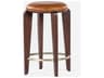 Union Home Quattro Mud Brown Champagne Brass Leather Oak Wood Counter Stool