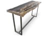 Urbia Relique Rectangular Wood Natural Dark Polished Stainless Steel Console Table