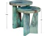 Uttermost Nadette Round Wood Blue Green End Table