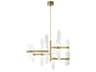 Visual Comfort Modern Langston 12-Light Plated Brass Tiered Chandelier