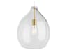 Visual Comfort Modern Quinton 1-Light Natural Brass Clear Pendant