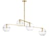 Visual Comfort Modern Lowing 4-Light Polished Antique Brass Globe Tiered Chandelier