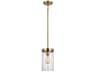 Visual Comfort Studio Zire 1-Light Satin Brass Cylinder Mini Pendant