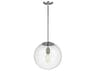 Visual Comfort Studio Leo 1-Light Satin Aluminum Silver Globe Pendant