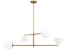Visual Comfort Studio Cosmo 4-Light Matte White Burnished Brass Globe Geometric Tiered Chandelier