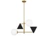 Visual Comfort Studio Cosmo 4-Light Midnight Black Burnished Brass Globe Geometric Tiered Chandelier