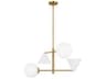 Visual Comfort Studio Cosmo 4-Light Matte White Burnished Brass Globe Geometric Tiered Chandelier
