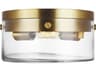 Visual Comfort Studio Garrett 2-Light Burnished Brass Drum Flush Mount
