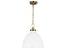 Visual Comfort Studio Wellfleet 1-Light Matte White Burnished Brass Dome Pendant