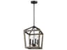 Visual Comfort Studio Gannet 4-Light Weathered Oak Wood Antique Forged Iron Brown Candelabra Chandelier